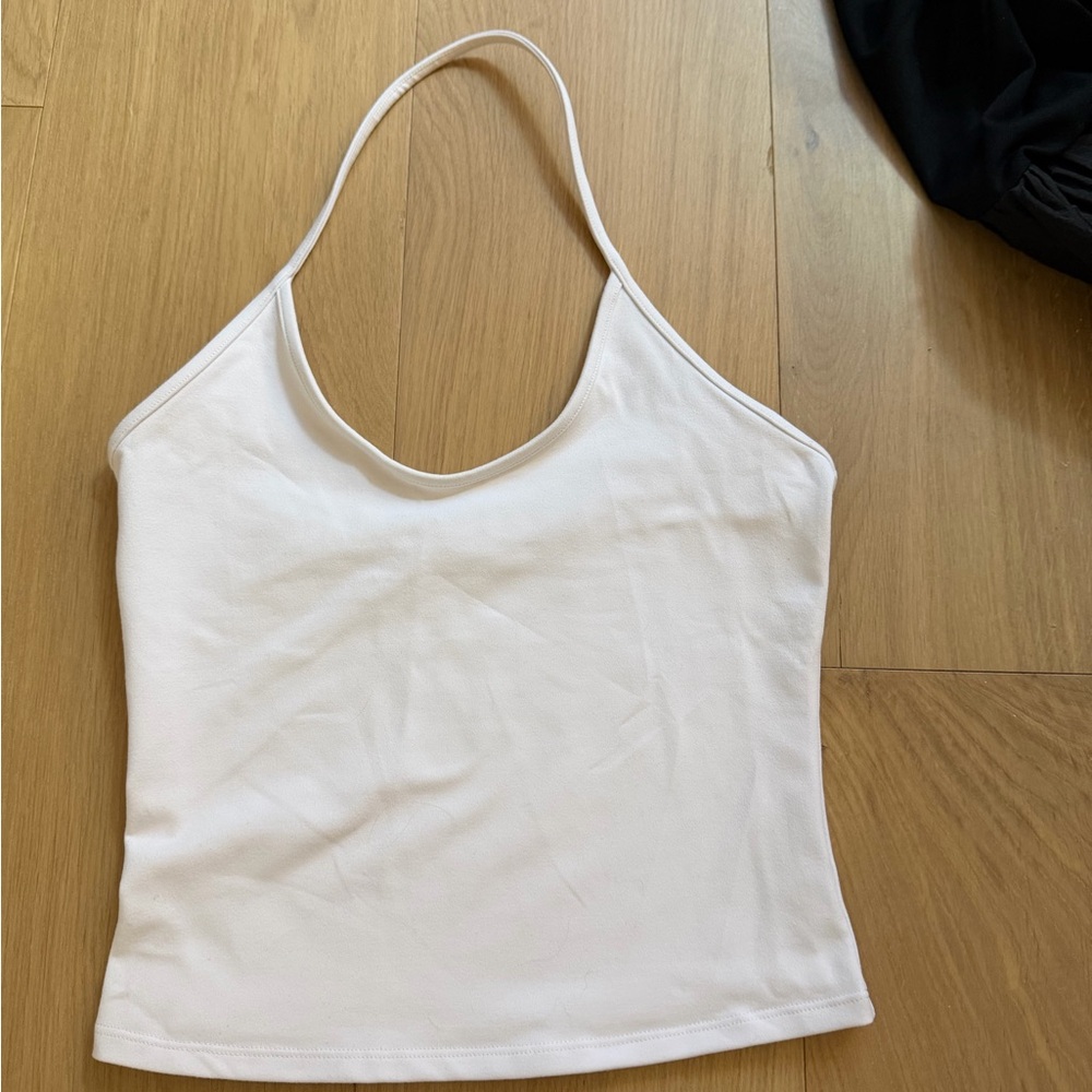 White Tank Air Halter Neck Women's Tank Top
